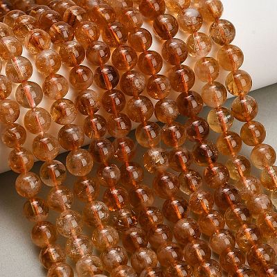 Hearted Natural Citrine Beads Strands GG-T002-A02-8mm-1