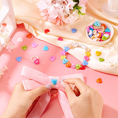 150Pcs Acrylic Heart Buttons BUTT-TA0001-38-1