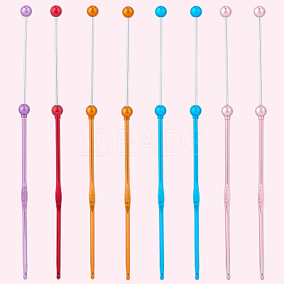8Pcs 5 Colors DIY Alloy Beadable Crochet Hooks AJEW-CP0006-89-1
