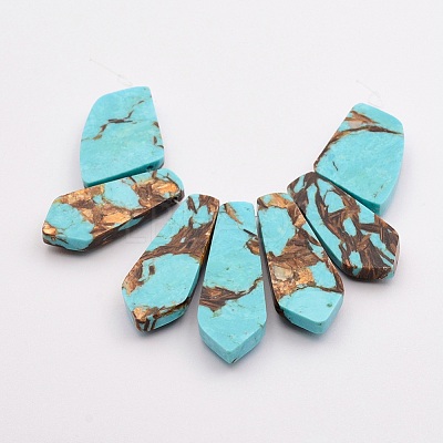 Assembled Bronzite and Synthetic Turquoise Beads Strands G-P297-K01-1