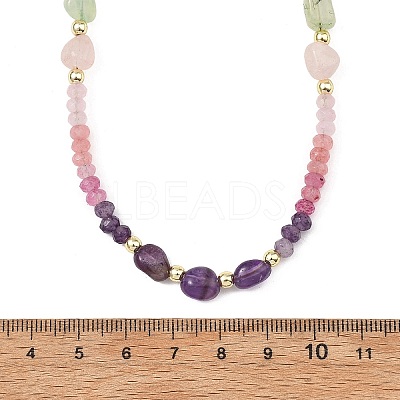 Dyed Natural Malaysia Jade Faceted Rondelle and Mixed Stone Nuggets Beaded Necklaces for Women NJEW-JN06315-1