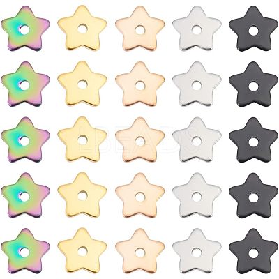 60Pcs 5 Colors 304 Stainless Steel Beads STAS-UN0039-52-1