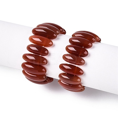Oval Natural Agate Beaded Stretch Bracelets for Women Men G-Q601-23G-1