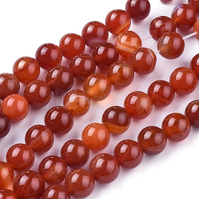 Natural Striped Agate/Banded Agate Beads Strands G-I261-C03-8mm-1