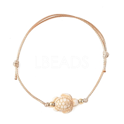 4Pcs 4 Colors Ocean Dyed Synthetic Turquoise Sea Turtle Beaded Adjustable Waxed Polyester Cord Bracelets for Women BJEW-JB14243-02-1