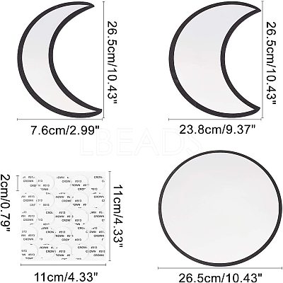 Acrylic Wooden Moon Phase Mirror DIY-WH0167-48B-1