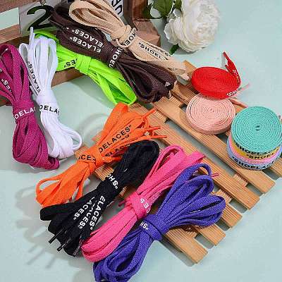 32Pcs 16 Colors Polyester Flat Custom Shoelace AJEW-SZ0001-91-1