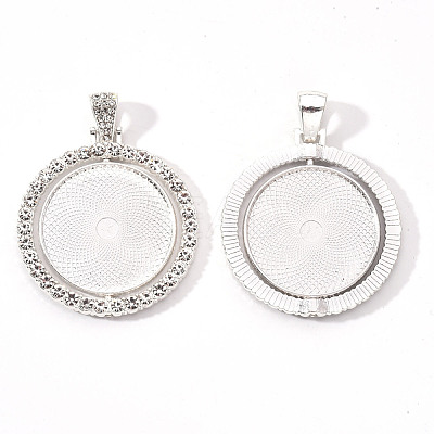 Alloy Pendant Cabochon Settings X-PALLOY-S107-005S-RS-1