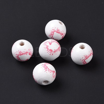 Easter Theme Printed Wood European Beads WOOD-C002-10C-1