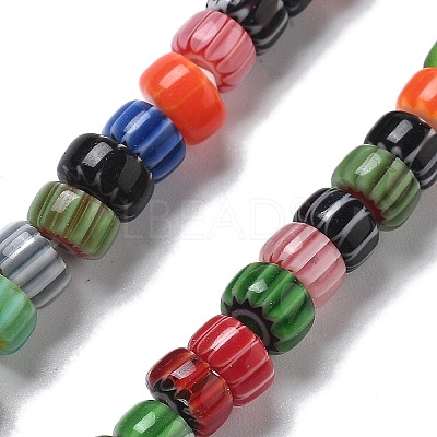 Handmade Millefiori Lampwork Beads Strands LAMP-F035-03-1