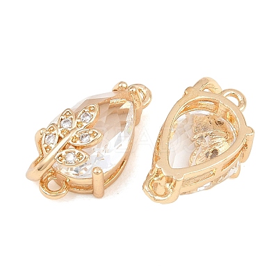 Brass Micro Pave Clear Cubic Zirconia Connector Charms CU-CBA7392-13G-01-1
