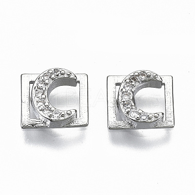 Brass Micro Pave Clear Cubic Zirconia Cabochons KK-S061-50P-NR-1