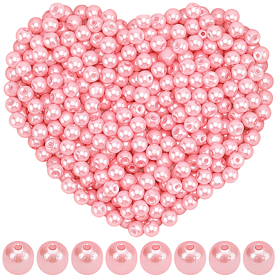 1200Pcs Baking Paint Pearlized Glass Pearl Round Bead Strands HY-SP0001-02-1
