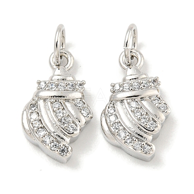 Rack Plating Brass Micro Pave Clear Cubic Zirconia Pendants KK-B093-18P-1
