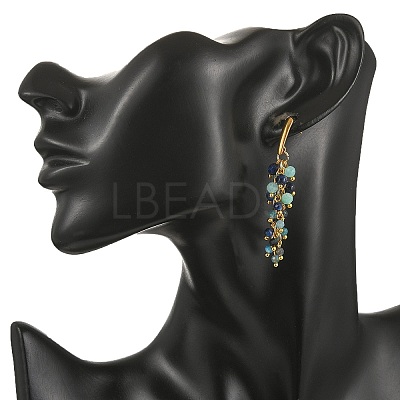 304 Stainless Steel with Natural Mixed Gemstone Stud Earrings EJEW-JE07520-01-1