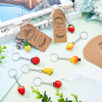 28Pcs 7 Style Fruit Resin Pendants Keychains KEYC-PH0001-60-1