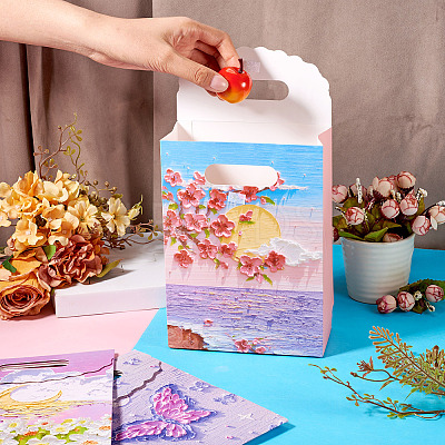 5Pcs 5 Styles Printed Paper Gift Tote Bags ABAG-TA0001-53-1