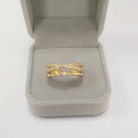 Brass Rhinestone Open Cuff Rings for Women FS-WG095AA-03-1
