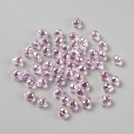 Electroplate Transparent Glass Beads GLAA-WH0039-68E-1