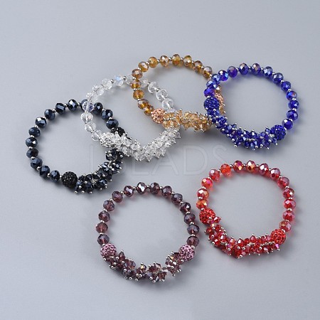 Faceted Glass Stretch Bracelets BJEW-JB04509-1