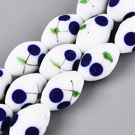 Frosted Handmade Lampwork Beads Strands LAMP-N037-03A-1