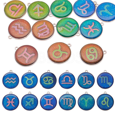 12Pcs 12 Constellations Epoxy Resin Pendants FIND-TAC0027-38-1