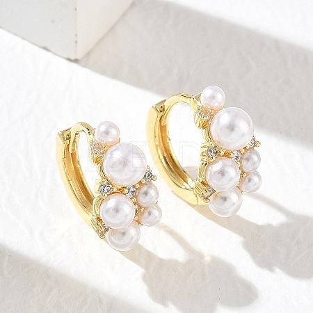 Brass Micro Pave Cubic Zirconia Hoop Earrings for Women EJEW-A168-17G-1