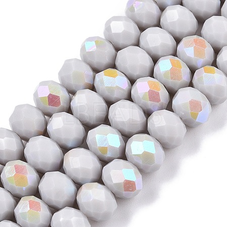 Electroplate Opaque Solid Color Glass Beads Strands EGLA-A044-P8mm-L19-1