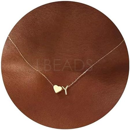 Simple Style Adjustable 316L Surgical Stainless Steel Heart and Initial Pendant Necklaces for Women WG95AEF-25-1
