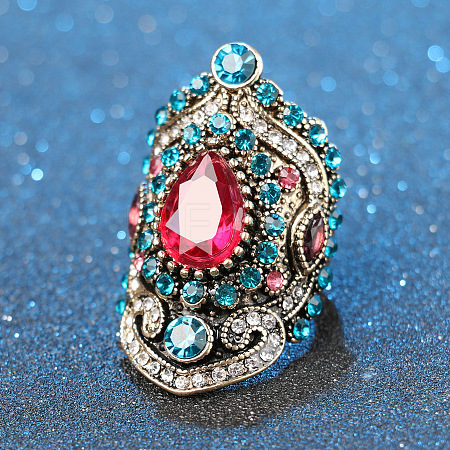 Retro Alloy and Rhinestone Finger Rings FS-WG56BBF-02-1