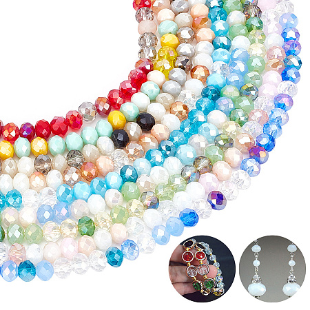 9 Strands 9 Color Electroplate Glass Beads Strands EGLA-AR0001-21-1