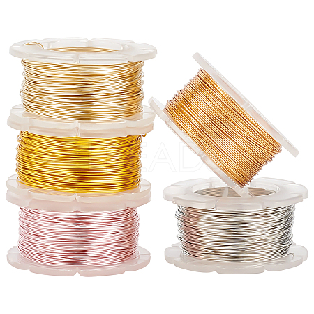   5 Rolls 5 Colors Round Copper Craft Wire CWIR-PH0002-03-1