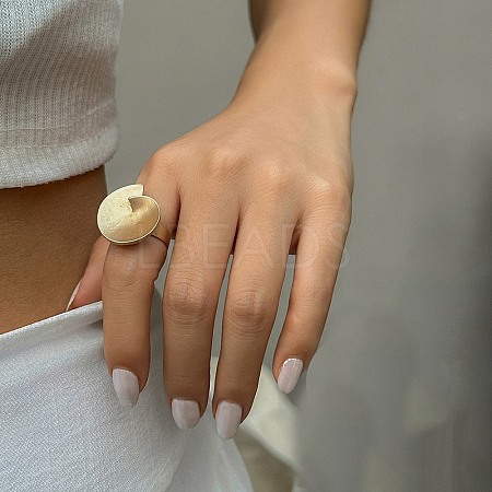 Matte Gold Alloy Adjustable Rings for Women LS-RJEW-K260-07F-1