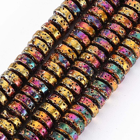 Electroplated Natural Lava Rock Beads Strands G-T114-69C-1