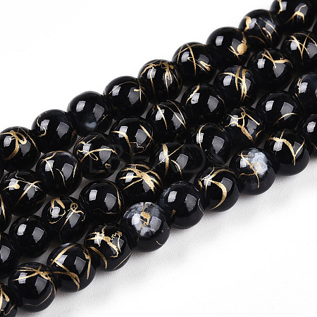 Baking Paint Glass Beads Strands DGLA-N003-6mm-B10-1