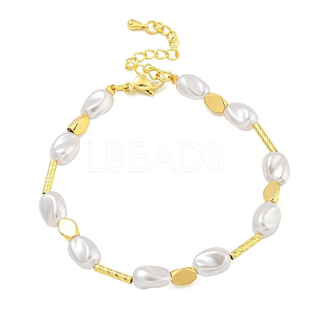 Rack Plating Brass and ABS Imitation Pearl Bracelets BJEW-B106-12G-1