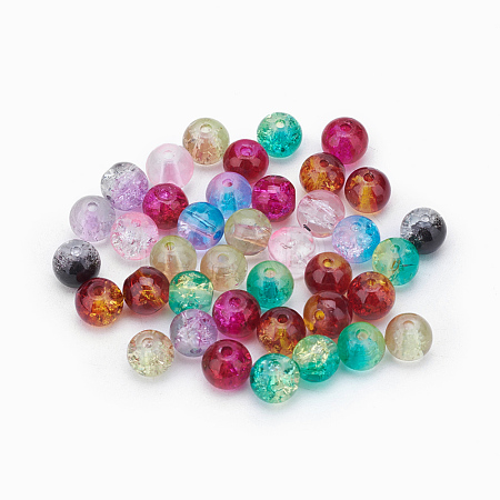 Round Two Tone Crackle Glass Beads X-CCG-Q002-6mm-M-1