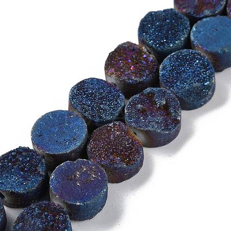 Electroplated Natural Druzy Agate Beads Strands G-M433-01B-1