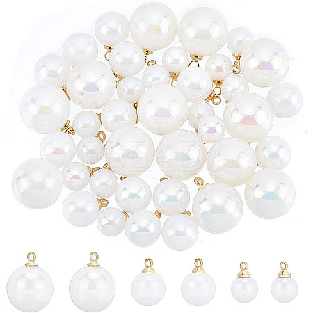 BENECREAT 60Pcs 3 Style ABS Plastic Imitation Pearl Charms KY-BC0001-28-1