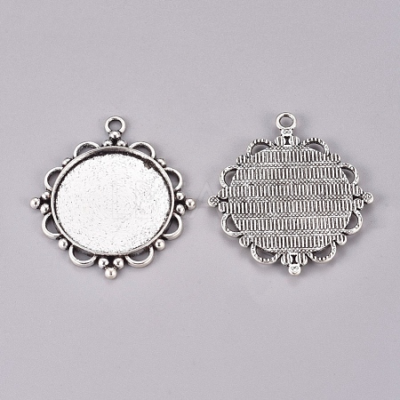 Tibetan Style Zinc Alloy Pendant Cabochon Settings TIBEP-M003-25AS-RS-1