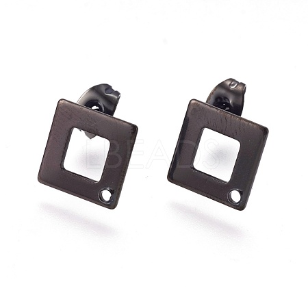 304 Stainless Steel Stud Earring Findings Ion Plating(IP) STAS-O119-13B-1