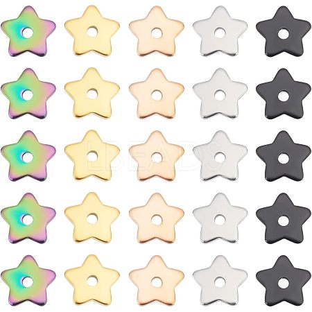 60Pcs 5 Colors 304 Stainless Steel Beads STAS-UN0039-52-1