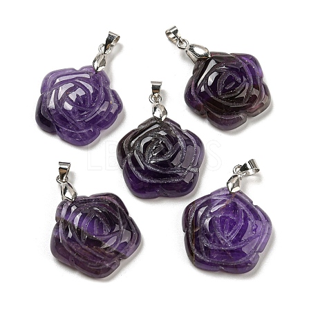 Natural Amethyst Carved Pendants G-I319-02P-A07-1