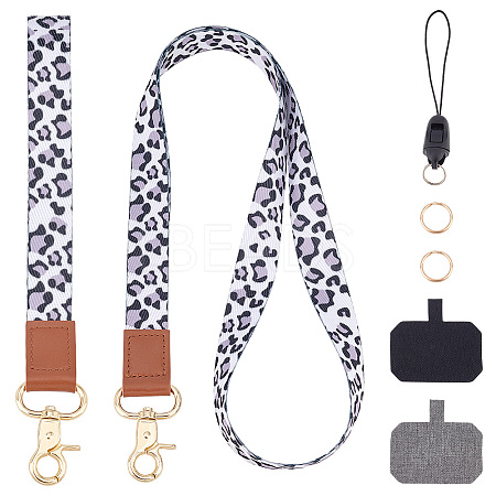 Leopard Print Pattern Adjustable Mobile Phone Lanyard AJEW-WH0324-38A-1