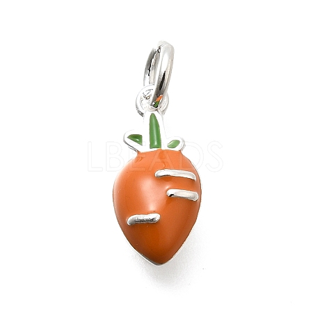 925 Sterling Silver Dark Orange Enamel Charms STER-H116-01B-S-1