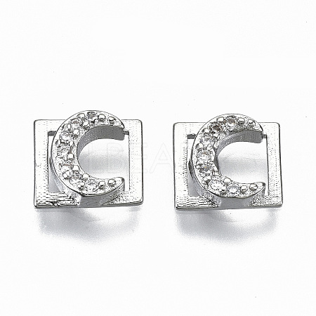 Brass Micro Pave Clear Cubic Zirconia Cabochons KK-S061-50P-NR-1