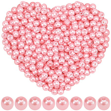 1200Pcs Baking Paint Pearlized Glass Pearl Round Bead Strands HY-SP0001-02-1