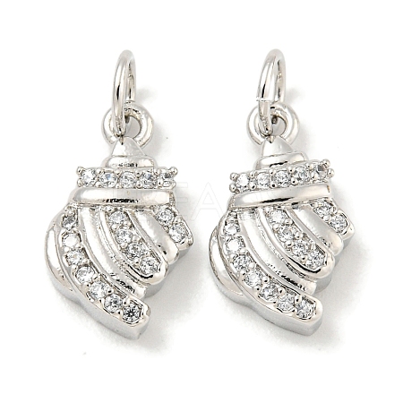 Rack Plating Brass Micro Pave Clear Cubic Zirconia Pendants KK-B093-18P-1
