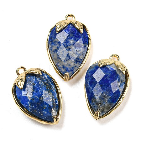 Natural Lapis Lazuli Faceted Pendants G-M431-06G-04-1