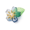 Flower Glass with Leaf Acrylic Charms HJEW-JM02572-02-4
